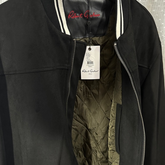 Robert Graham Faux Suede Men's Black Bomber Jacket RGF22R17 - Picture 4 of 8